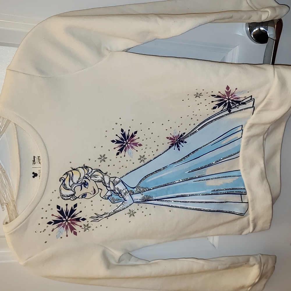 Disney Frozen Elsa Kids Sweatshirt - Cream and Blue Size 7